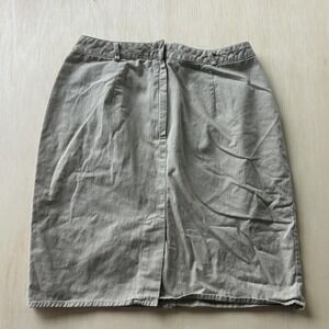 Liz Claiborne Lizsport Skirt Womens 14 Beige Cotton Straight Knee Pockets